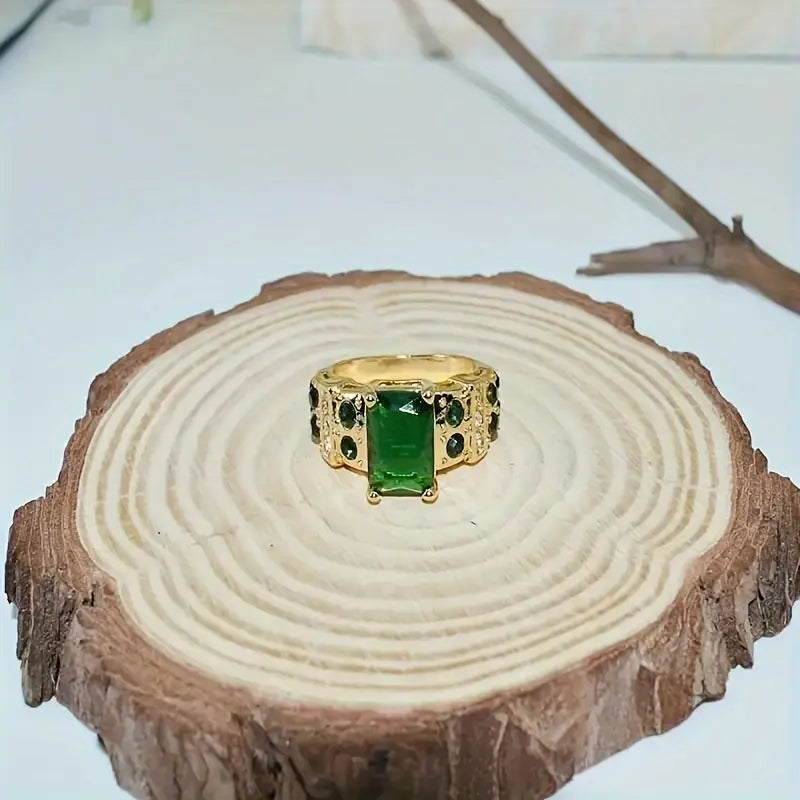 Gold Smaragd Geometrisch Ring