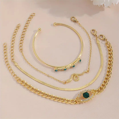 Gold Smaragd Anhänger Armband-Set