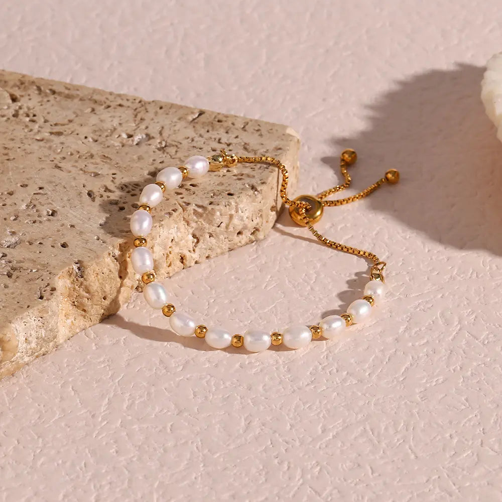 Elegant Perle und Goldarmband