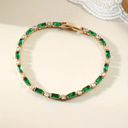 Gold Smaragd Abwechselnd Tennisarmband