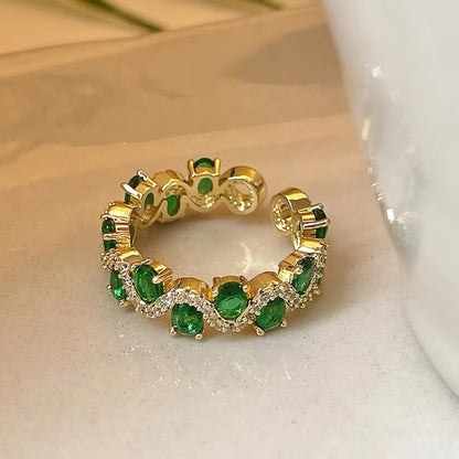 Calira Sparkling Smaragd Offen Ring | Gold