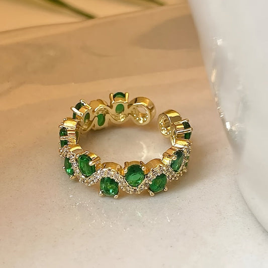 Calira Sparkling Smaragd Offen Ring | Gold