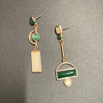 Gold Smaragd Geometrisch Hängeohrringe