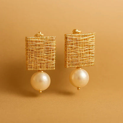 Elegant Goldfaden Perlenohrringe