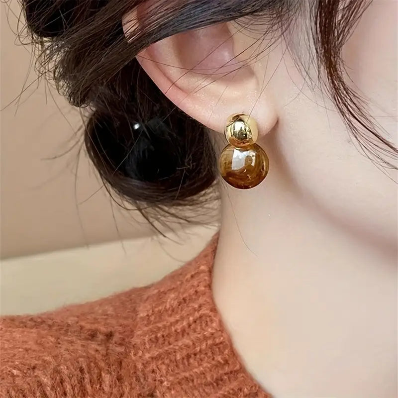 Aurélie Amber Hängeohrringe | Gold