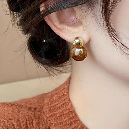 Aurélie Amber Hängeohrringe | Gold