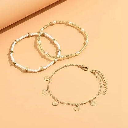 Küsten Anhänger 3-Teilig Mehrreihig Anklet Set | Gold