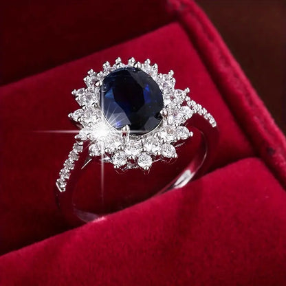 Gold Saphir Halo-Ring