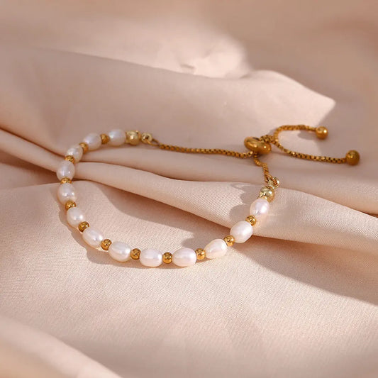 Elegant Perle und Goldarmband