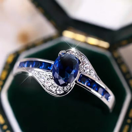 Saphir Fluss Ring | Weißgold