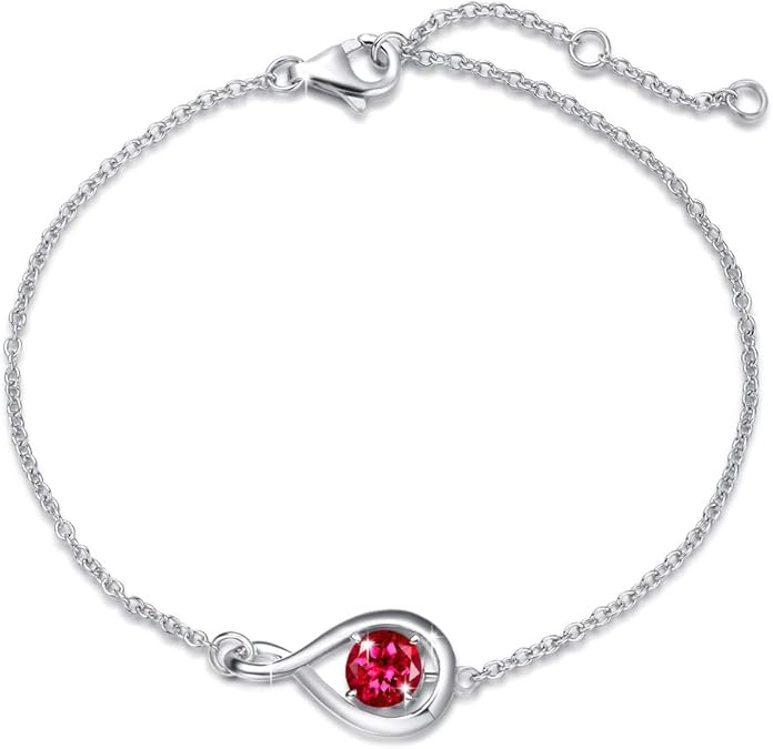 Rubin Unendlichkeit Armband | Weißgold