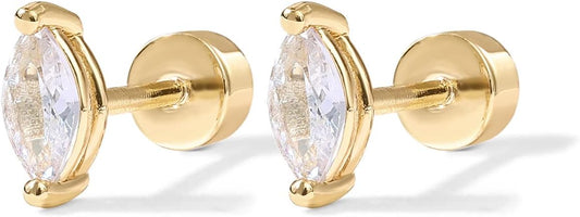Tropfenschliff Ohrstecker | Gold