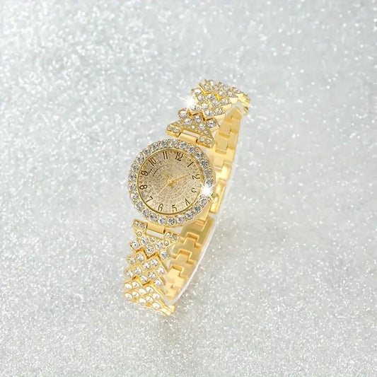 Luxus Glanz Gold Uhr & Armband-Set | Gold