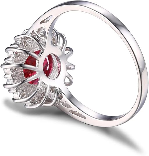Klassisch Rubin Halo-Ring | Weißgold