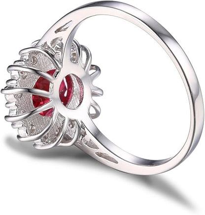 Klassisch Rubin Halo-Ring | Weißgold