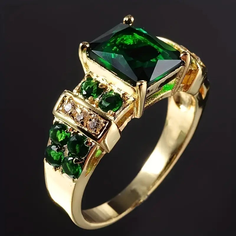 Gold Smaragd Geometrisch Ring