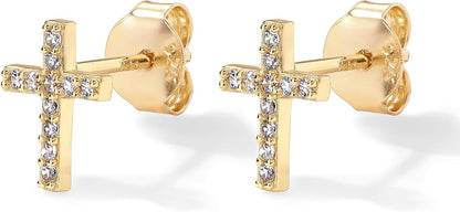 Pavé Kreuz-Ohrstecker | Gold