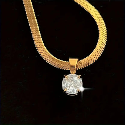 Elegant Strass Anhänger-Halskette | Gold
