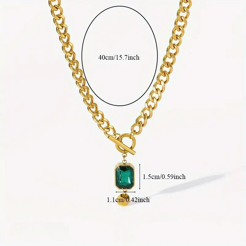 Massiv Kette Smaragd Anhänger-Halskette | Gold