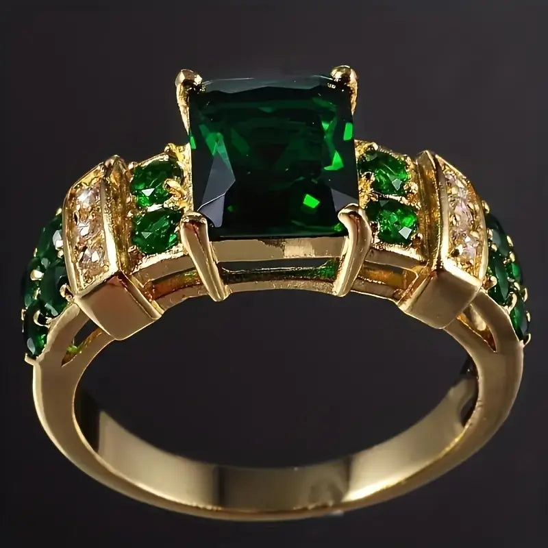 Gold Smaragd Geometrisch Ring