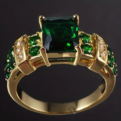 Gold Smaragd Geometrisch Ring