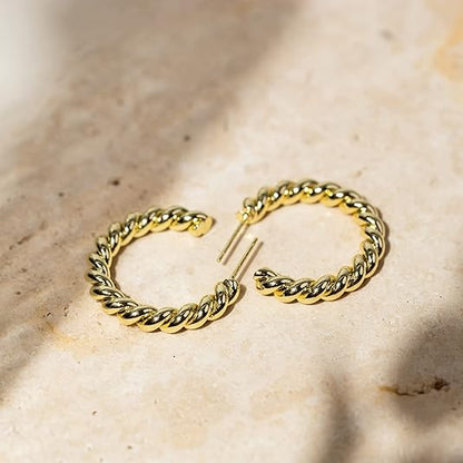 Seil Drehung Creolen | Gold