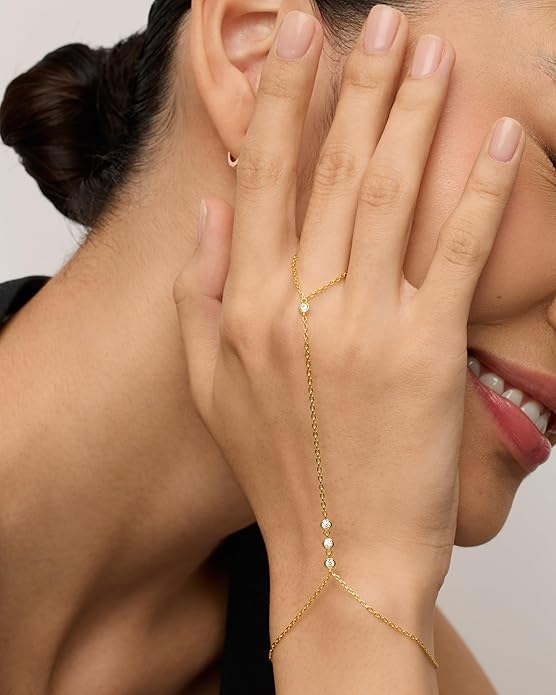 Perlenbesetzt Handkette Armband | Gold