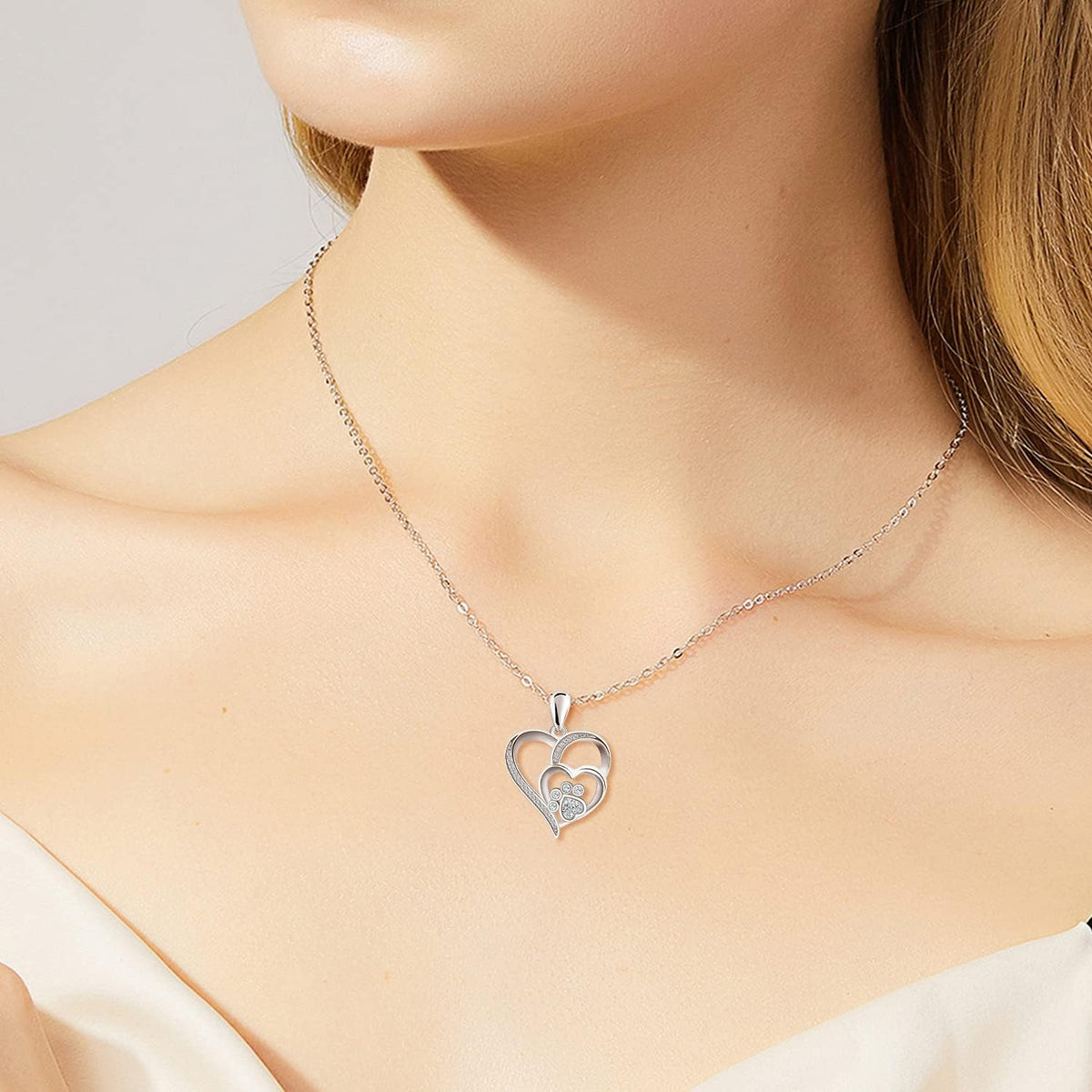 Inolt™ | Pfote & Herz-Halskette in Silber