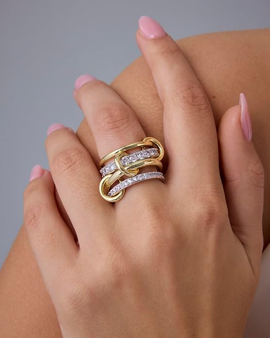 Verschlungen Stapel Ringe | Gold