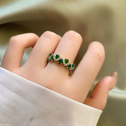 Calira Sparkling Smaragd Offen Ring | Gold