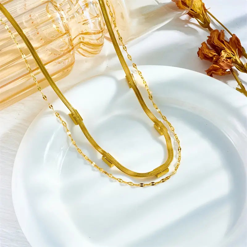 Sister Edelstein Doppelt-Layer Retro Halskette | Gold