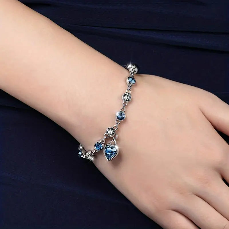 Silber Saphir Herz Kette Armband