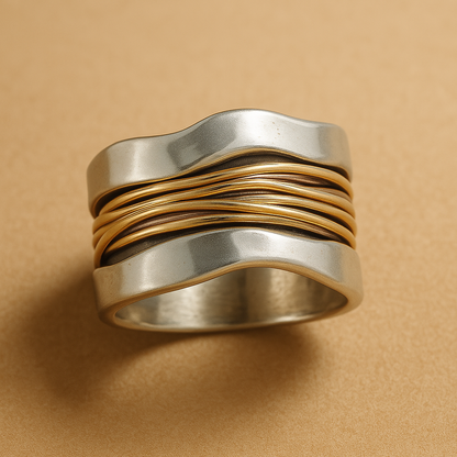 Silber Goldfäden Ring