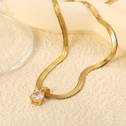 Elegant Strass Anhänger-Halskette | Gold