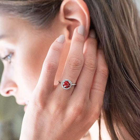 Karmesinrot Glanz Versprechen Rubinring | Weißgold