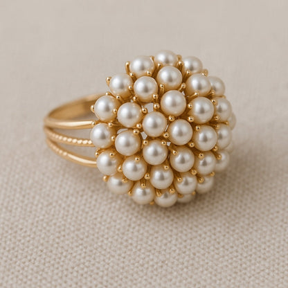 Elegant Eingelegt Perlen-Goldring