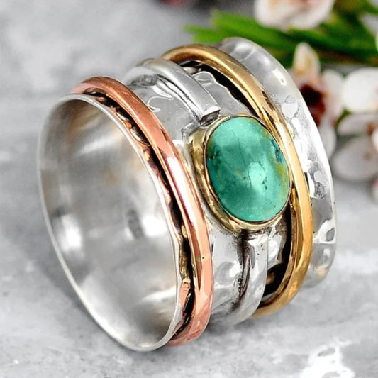 Silber Gold und Roségold Zargen Akzent Ring