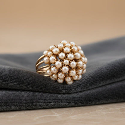 Elegant Eingelegt Perlen-Goldring