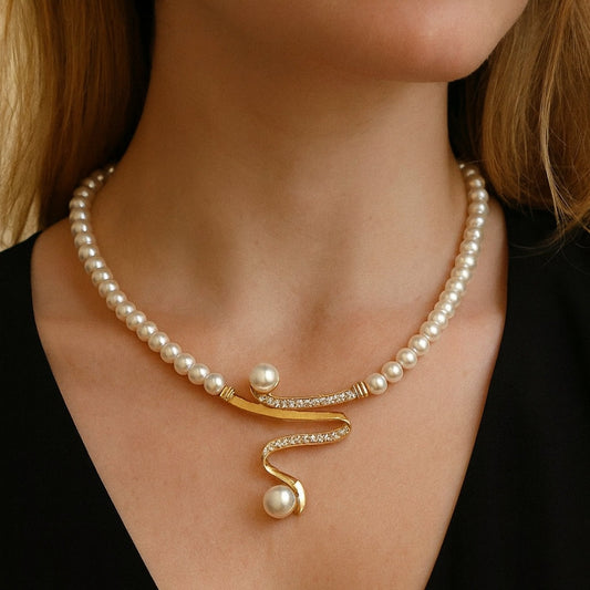 Elegant Natürlich Perlenhalsketten-Set