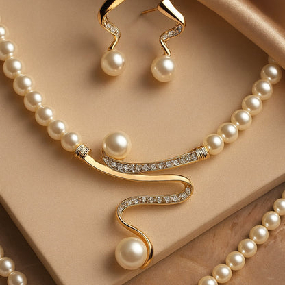Elegant Natürlich Perlenhalsketten-Set