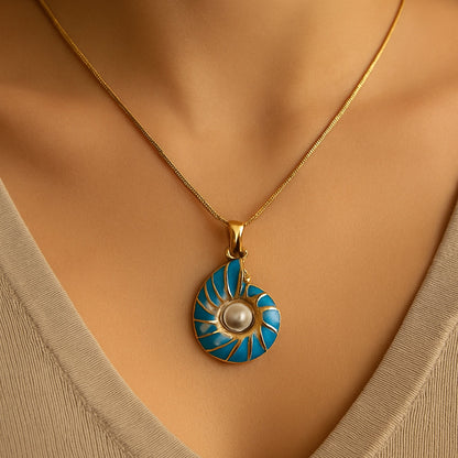 Muschel Perlen-Gold-Halskette