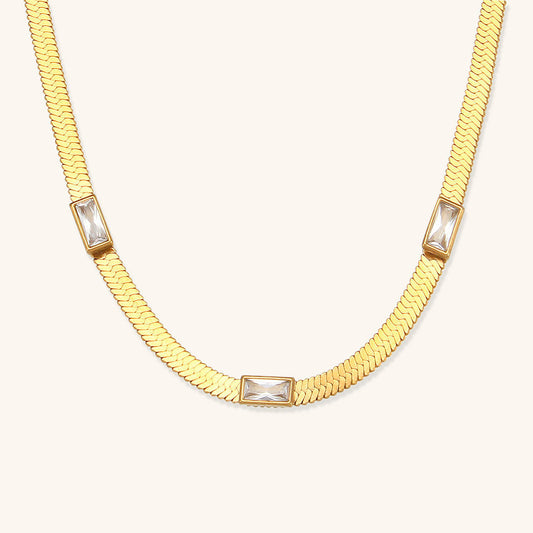 Eve Fischgrät Gold-Halskette