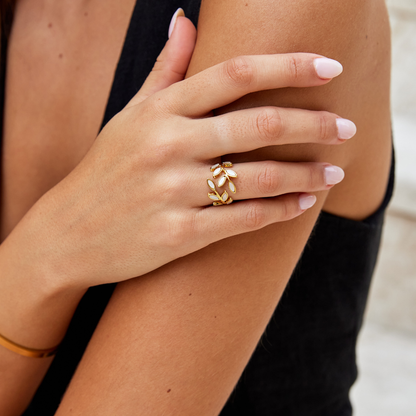 Gold Blatt Motiv Ring