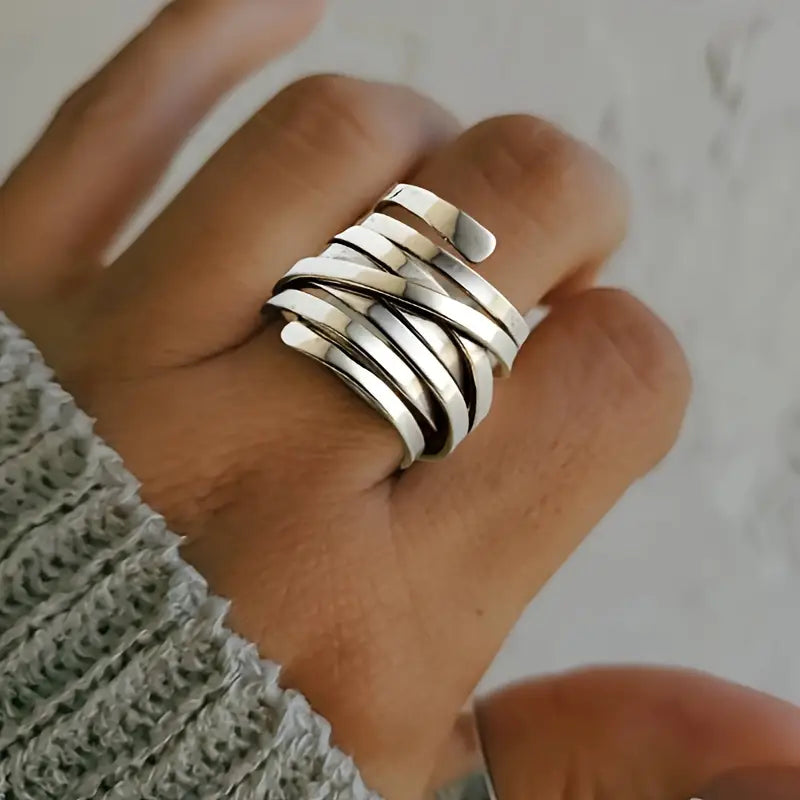 Silber Mehrfachband Wickel Ring