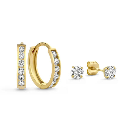 Dara Brillane Stein Ohrring-Set | Gold