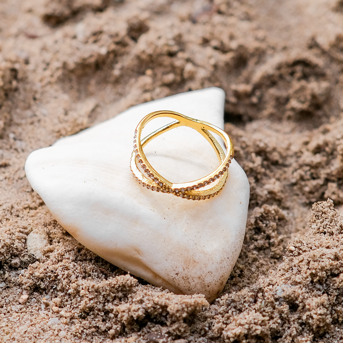 Nia Gold Diamant Kreuz-Ring