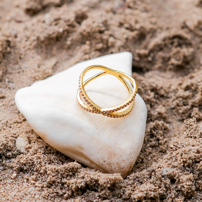 Nia Gold Diamant Kreuz-Ring