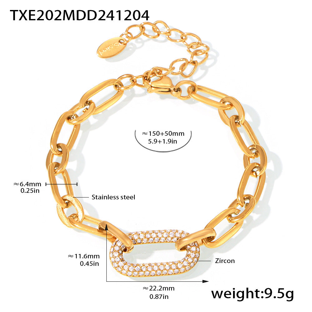 Pavé Massiv Kette Kettenglied Schmuckset | Gold