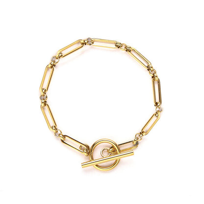 Kettenglied T-Steg Armband | Gold