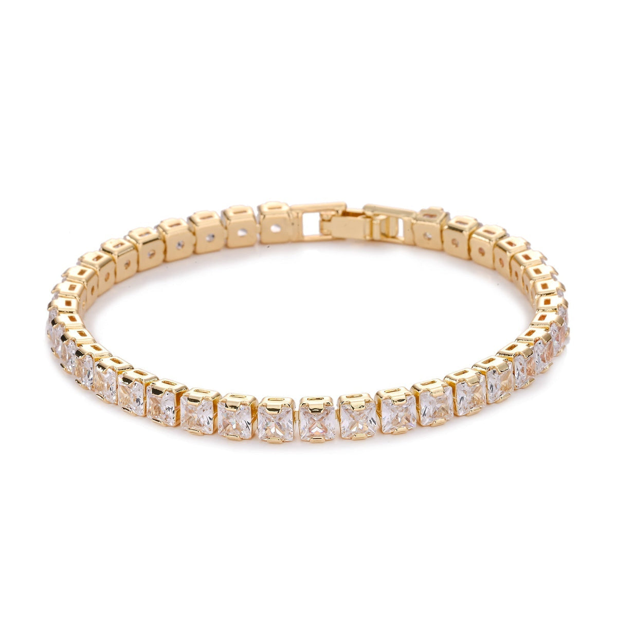 Quadratisch Tennisarmband | Gold
